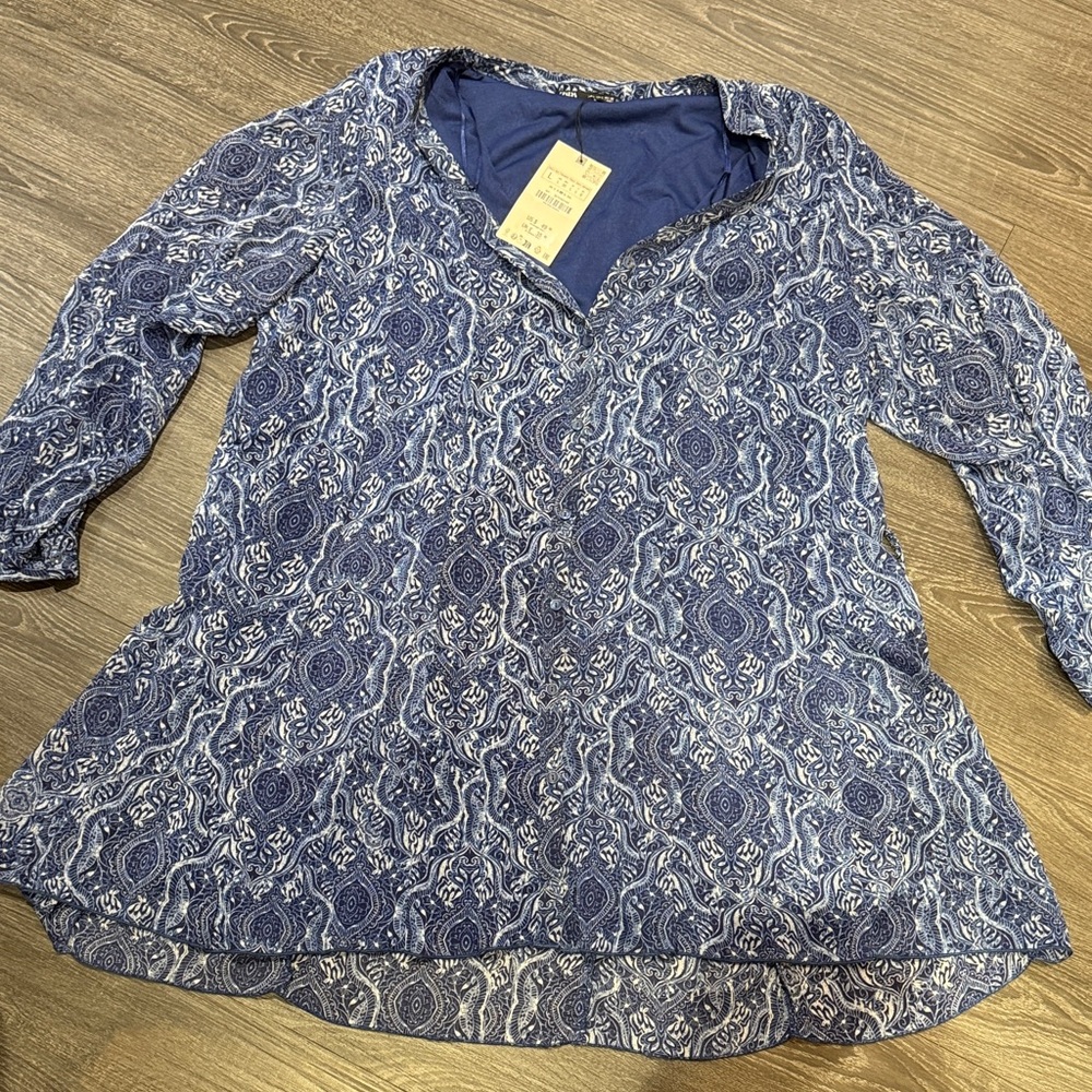 Blue Patterned Women's Top